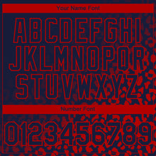 Charger l'image dans la galerie, Custom Navy Red 3D Pattern Design Leopard Print Fade Fashion Authentic Baseball Jersey