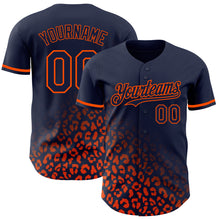Загрузить изображение в средство просмотра галереи, Custom Navy Orange 3D Pattern Design Leopard Print Fade Fashion Authentic Baseball Jersey