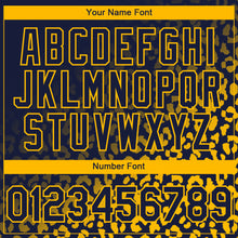 Загрузить изображение в средство просмотра галереи, Custom Navy Gold 3D Pattern Design Leopard Print Fade Fashion Authentic Baseball Jersey