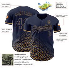 Загрузить изображение в средство просмотра галереи, Custom Navy Old Gold 3D Pattern Design Leopard Print Fade Fashion Authentic Baseball Jersey
