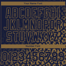 Загрузить изображение в средство просмотра галереи, Custom Navy Old Gold 3D Pattern Design Leopard Print Fade Fashion Authentic Baseball Jersey