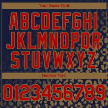 Charger l'image dans la galerie, Custom Navy Red-Old Gold 3D Pattern Design Leopard Print Fade Fashion Authentic Baseball Jersey