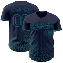 Charger l'image dans la galerie, Custom Navy Vintage USA Flag-Teal 3D Pattern Design Leopard Print Fade Fashion Authentic Baseball Jersey