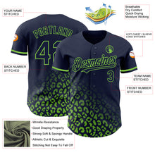Charger l'image dans la galerie, Custom Navy Neon Green 3D Pattern Design Leopard Print Fade Fashion Authentic Baseball Jersey