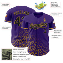 Load image into Gallery viewer, Custom Purple Black-Old Gold 3D Pattern Design Leopard Print Fade Fashion Authentic Baseball Jersey