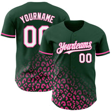 Charger l'image dans la galerie, Custom Green White-Pink 3D Pattern Design Leopard Print Fade Fashion Authentic Baseball Jersey