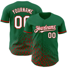 Load image into Gallery viewer, Custom Kelly Green White-Red 3D Pattern Design Leopard Print Fade Fashion Authentic Baseball Jersey