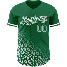Load image into Gallery viewer, Custom Kelly Green White 3D Pattern Design Leopard Print Fade Fashion Authentic Baseball Jersey