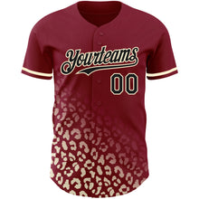 Charger l'image dans la galerie, Custom Crimson Black-Cream 3D Pattern Design Leopard Print Fade Fashion Authentic Baseball Jersey