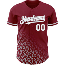 Charger l'image dans la galerie, Custom Crimson White-Gray 3D Pattern Design Leopard Print Fade Fashion Authentic Baseball Jersey
