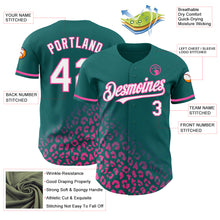 Load image into Gallery viewer, Custom Teal White-Pink 3D Pattern Design Leopard Print Fade Fashion Authentic Baseball Jersey