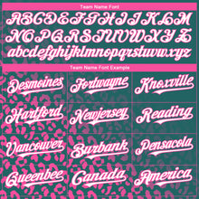 Load image into Gallery viewer, Custom Teal White-Pink 3D Pattern Design Leopard Print Fade Fashion Authentic Baseball Jersey
