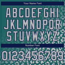 Laden Sie das Bild in den Galerie-Viewer, Custom Teal Gray-Navy 3D Pattern Design Leopard Print Fade Fashion Authentic Baseball Jersey