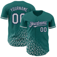 Laden Sie das Bild in den Galerie-Viewer, Custom Teal Gray-Navy 3D Pattern Design Leopard Print Fade Fashion Authentic Baseball Jersey