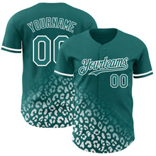 Load image into Gallery viewer, Custom Teal White 3D Pattern Design Leopard Print Fade Fashion Authentic Baseball Jersey