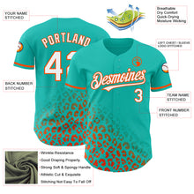 Charger l'image dans la galerie, Custom Aqua White-Orange 3D Pattern Design Leopard Print Fade Fashion Authentic Baseball Jersey