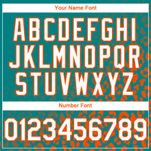 Charger l'image dans la galerie, Custom Aqua White-Orange 3D Pattern Design Leopard Print Fade Fashion Authentic Baseball Jersey