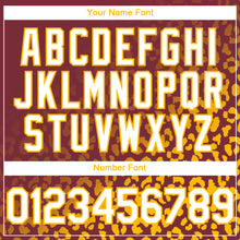 Загрузить изображение в средство просмотра галереи, Custom Burgundy White-Gold 3D Pattern Design Leopard Print Fade Fashion Authentic Baseball Jersey