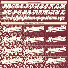 Загрузить изображение в средство просмотра галереи, Custom Burgundy White-Cream 3D Pattern Design Leopard Print Fade Fashion Authentic Baseball Jersey