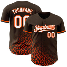 Laden Sie das Bild in den Galerie-Viewer, Custom Brown White-Orange 3D Pattern Design Leopard Print Fade Fashion Authentic Baseball Jersey