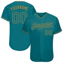 Загрузить изображение в средство просмотра галереи, Custom Teal Teal-Old Gold Authentic Baseball Jersey