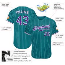 Загрузить изображение в средство просмотра галереи, Custom Teal White Pinstripe Purple-White Authentic Baseball Jersey