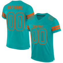 Charger l'image dans la galerie, Custom Aqua Aqua-Orange Mesh Authentic Football Jersey