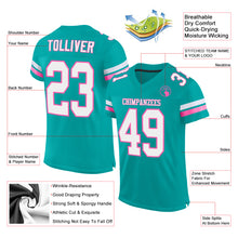 Загрузить изображение в средство просмотра галереи, Custom Aqua White-Pink Mesh Authentic Football Jersey