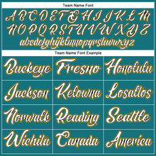 Load image into Gallery viewer, Custom Teal White-Gold Authentic Baseball Jersey