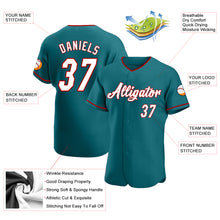 Load image into Gallery viewer, Custom Teal White-Red Authentic Baseball Jersey