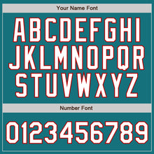 Load image into Gallery viewer, Custom Teal White Pinstripe White-Red Authentic Baseball Jersey