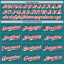 Load image into Gallery viewer, Custom Teal White Pinstripe White-Red Authentic Baseball Jersey