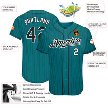 Charger l'image dans la galerie, Custom Teal Black Pinstripe Black-White Authentic Baseball Jersey