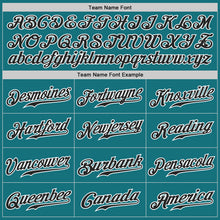 Charger l'image dans la galerie, Custom Teal Black Pinstripe Black-White Authentic Baseball Jersey
