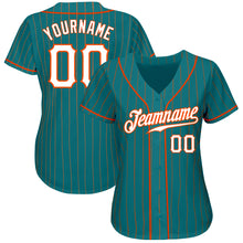 Загрузить изображение в средство просмотра галереи, Custom Teal Orange Pinstripe White-Orange Authentic Baseball Jersey