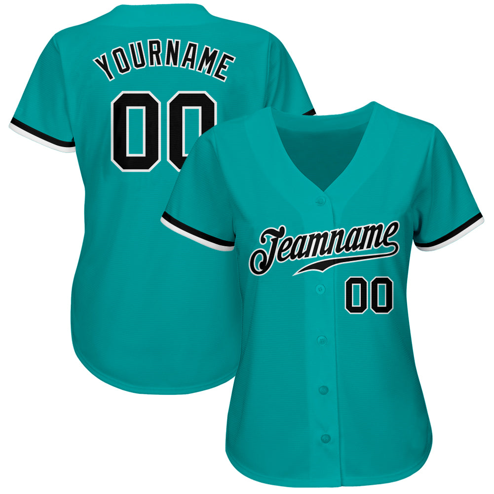 Cheap Custom Aqua Black-White Authentic Baseball Jersey Free Shipping –  CustomJerseysPro