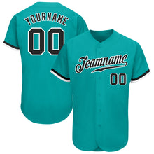 Load image into Gallery viewer, Custom Aqua Black-White Authentic Baseball Jersey