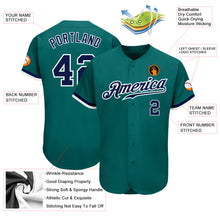 Load image into Gallery viewer, Custom Teal Navy-White Authentic Baseball Jersey