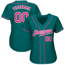 Laden Sie das Bild in den Galerie-Viewer, Custom Teal Pink-White Authentic Baseball Jersey