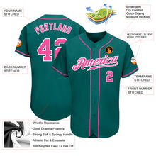 Laden Sie das Bild in den Galerie-Viewer, Custom Teal Pink-White Authentic Baseball Jersey