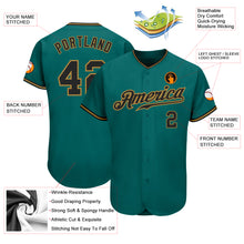 Charger l'image dans la galerie, Custom Teal Black-Old Gold Authentic Baseball Jersey