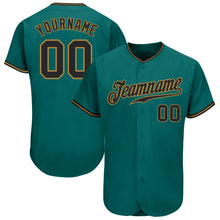Charger l'image dans la galerie, Custom Teal Black-Old Gold Authentic Baseball Jersey