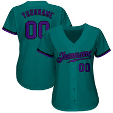 Laden Sie das Bild in den Galerie-Viewer, Custom Teal Purple-Black Authentic Baseball Jersey