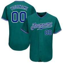 Load image into Gallery viewer, Custom Teal Royal-White Authentic Baseball Jersey
