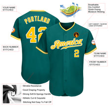 Load image into Gallery viewer, Custom Teal Gold-White Authentic Baseball Jersey