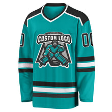 Загрузить изображение в средство просмотра галереи, Custom Aqua Black-White Hockey Jersey