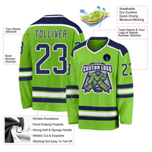 Загрузить изображение в средство просмотра галереи, Custom Neon Green Navy-White Hockey Jersey