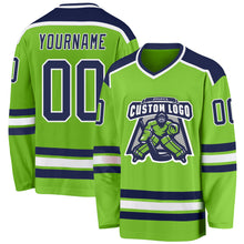 Загрузить изображение в средство просмотра галереи, Custom Neon Green Navy-White Hockey Jersey