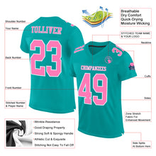 Load image into Gallery viewer, Custom Aqua Pink-White Mesh Authentic Football Jersey