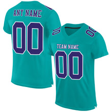 Load image into Gallery viewer, Custom Aqua Purple-White Mesh Authentic Football Jersey